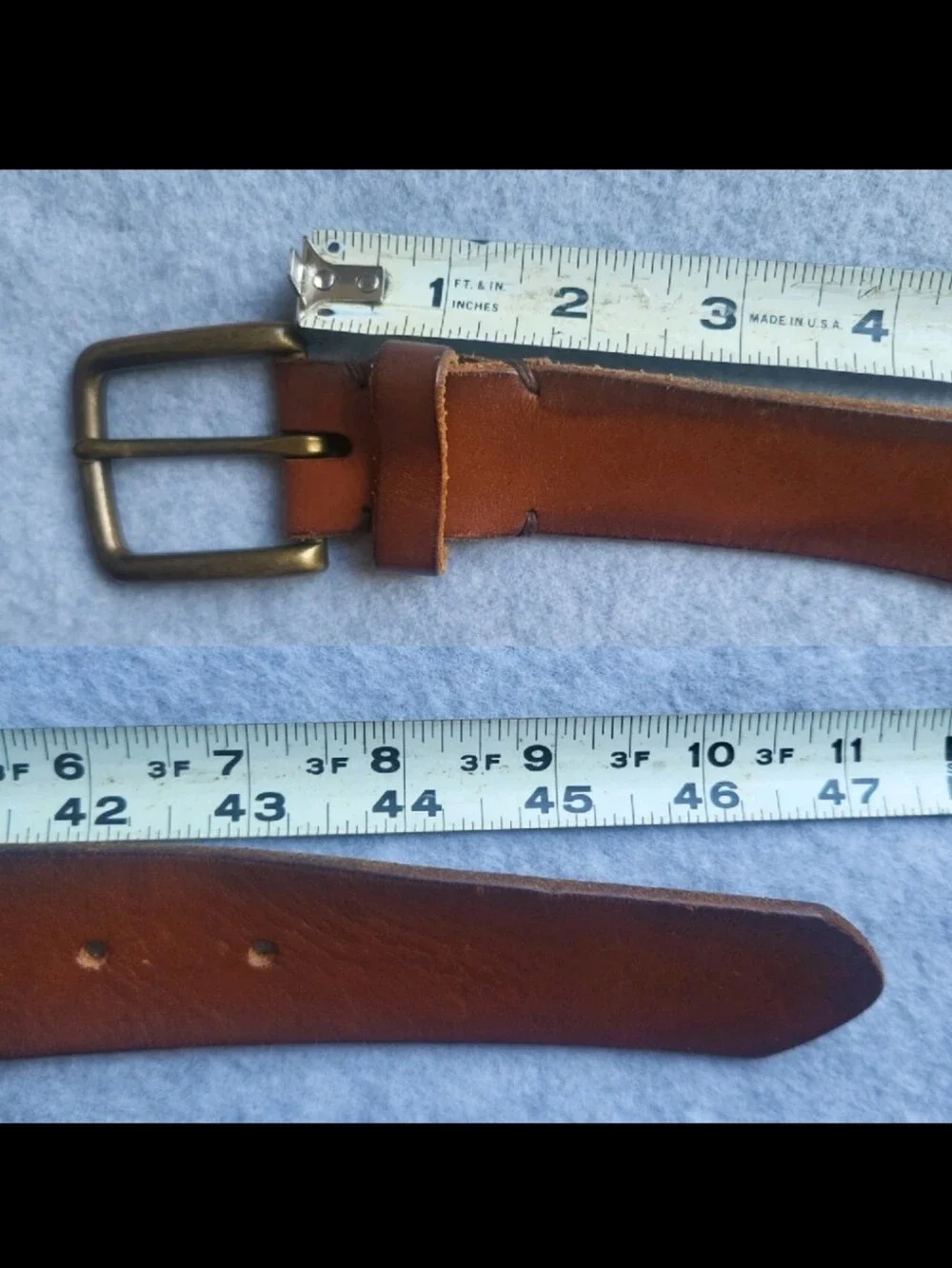 Vintage Brooks Brothers Work Belt Mens 40 Brown Leather Brass Buckle USA Made